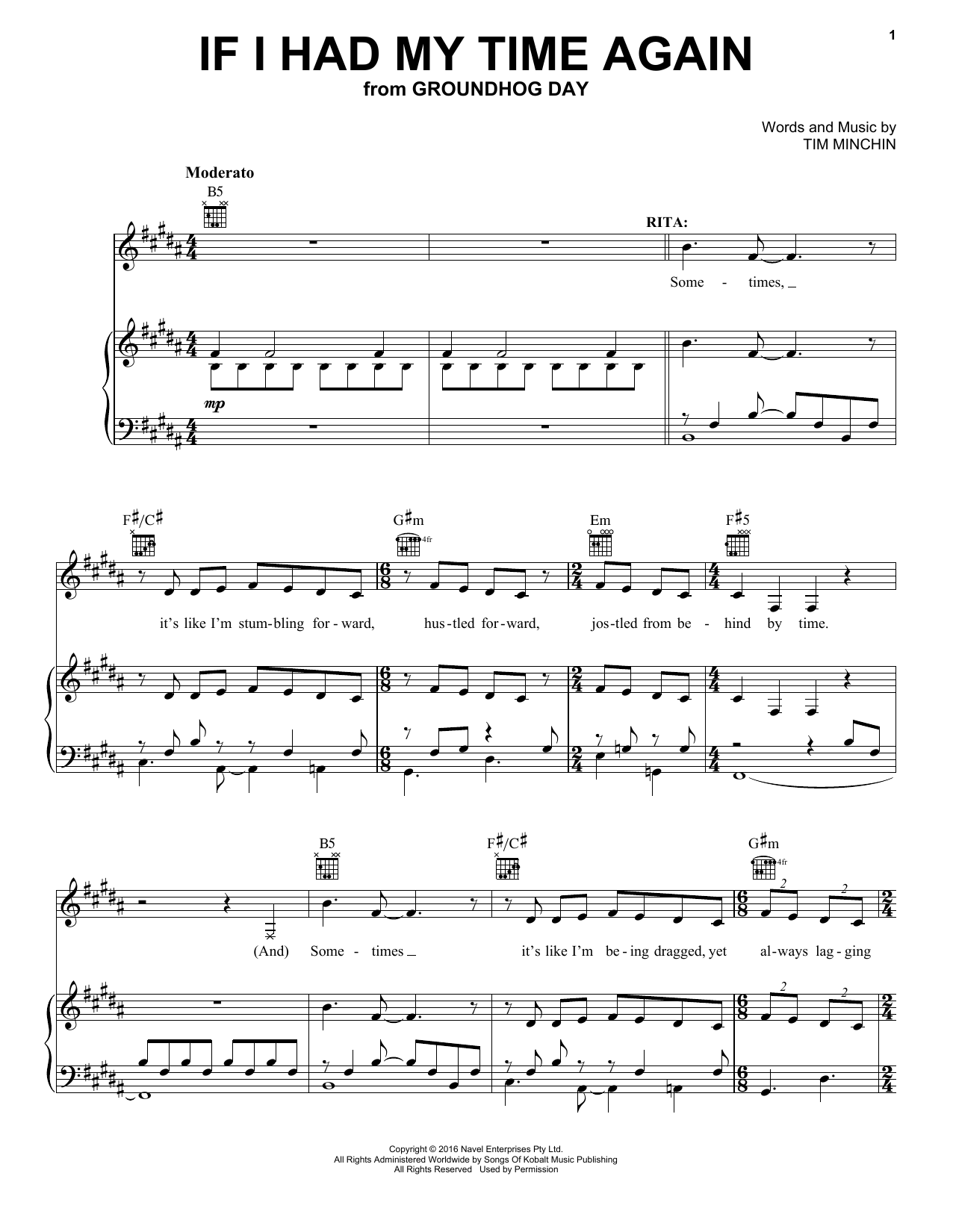 Produktbild zu: If I Had My Time Again (from Groundhog Day The Musical)