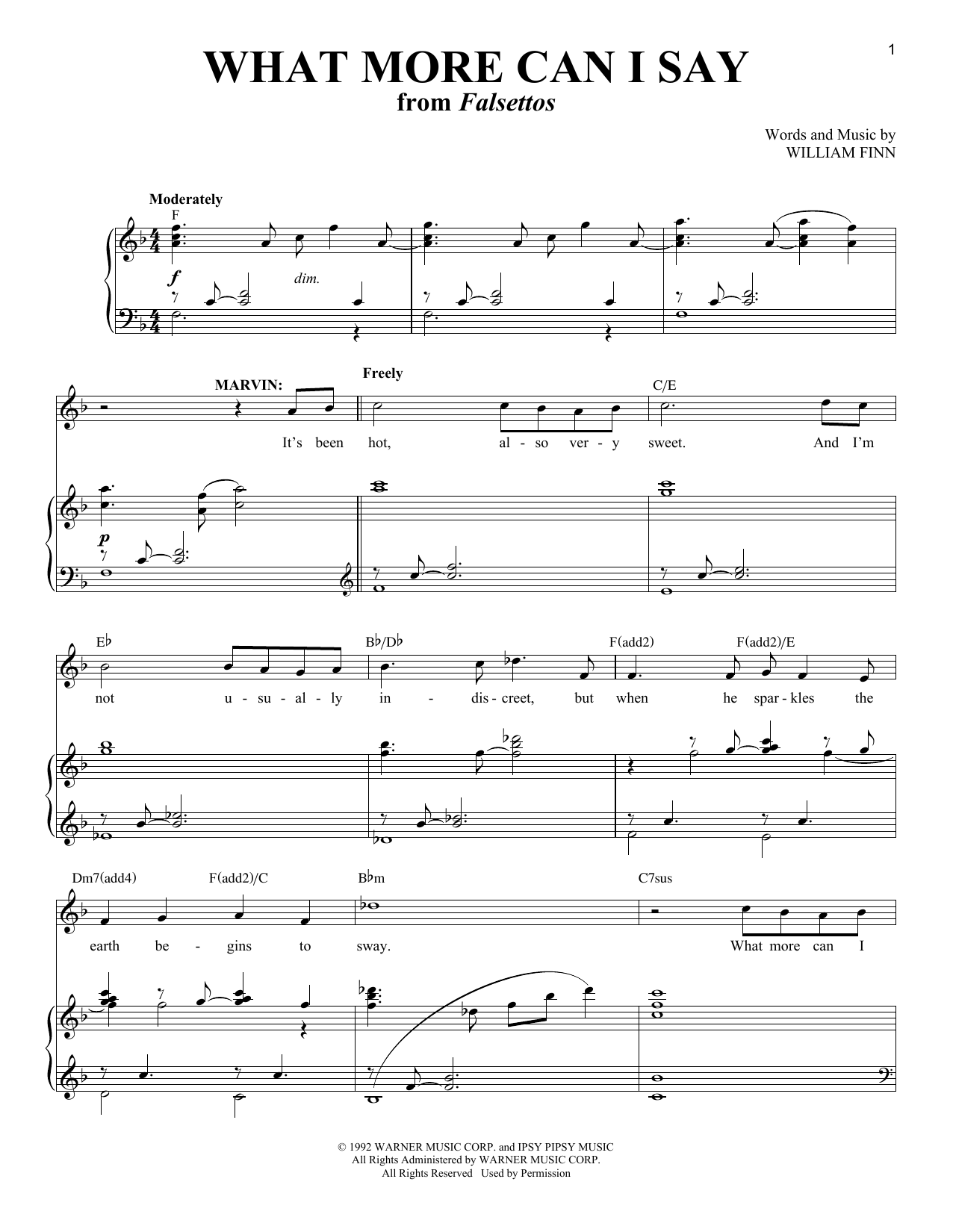 Produktgalerie: Seite 1 von 1 What More Can I Say? (from Falsettos), William Finn, Gesang, Klavier