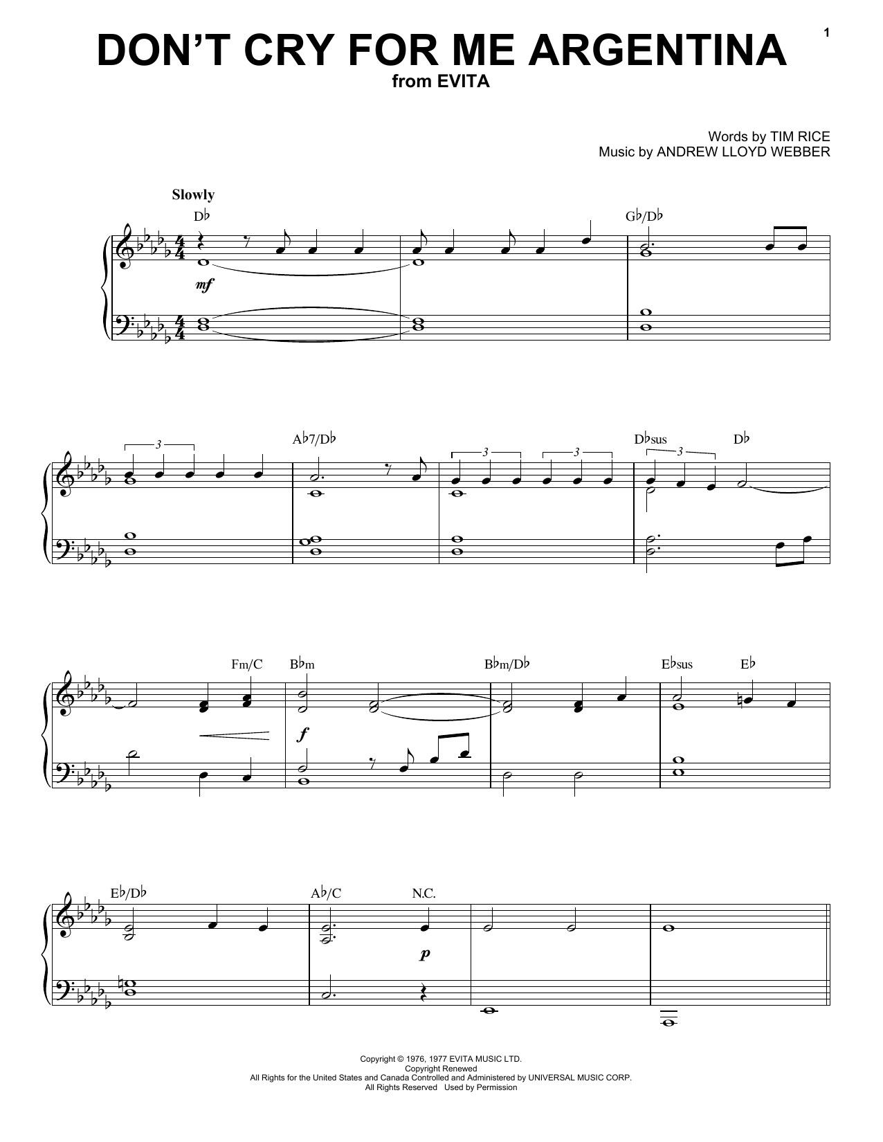 Produktbild zu: Don't Cry For Me Argentina (from Evita) (High Voice)