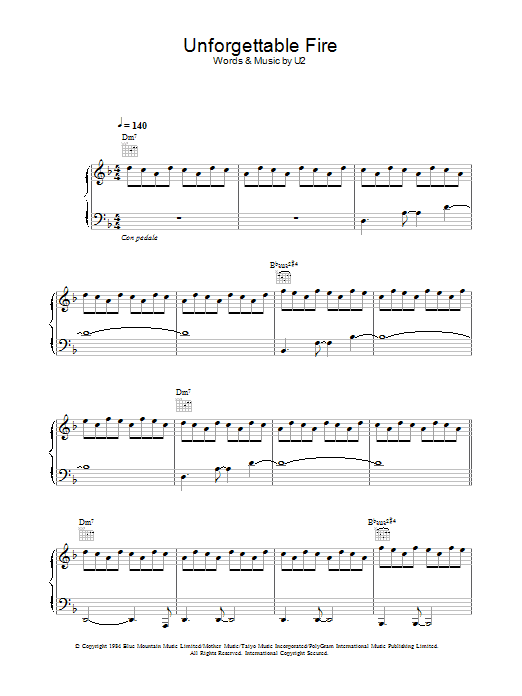 Produktgalerie: Seite 1 von 1 The Unforgettable Fire, U2, Gesang, Gitarre, Klavier
