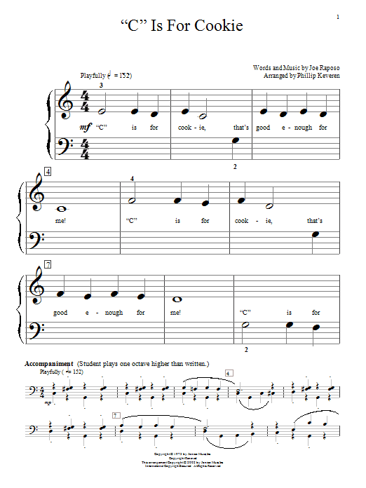 Produktgalerie: Seite 1 von 1 "C" Is For Cookie (arr. Phillip Keveren), The Cookie Monster, Klavier