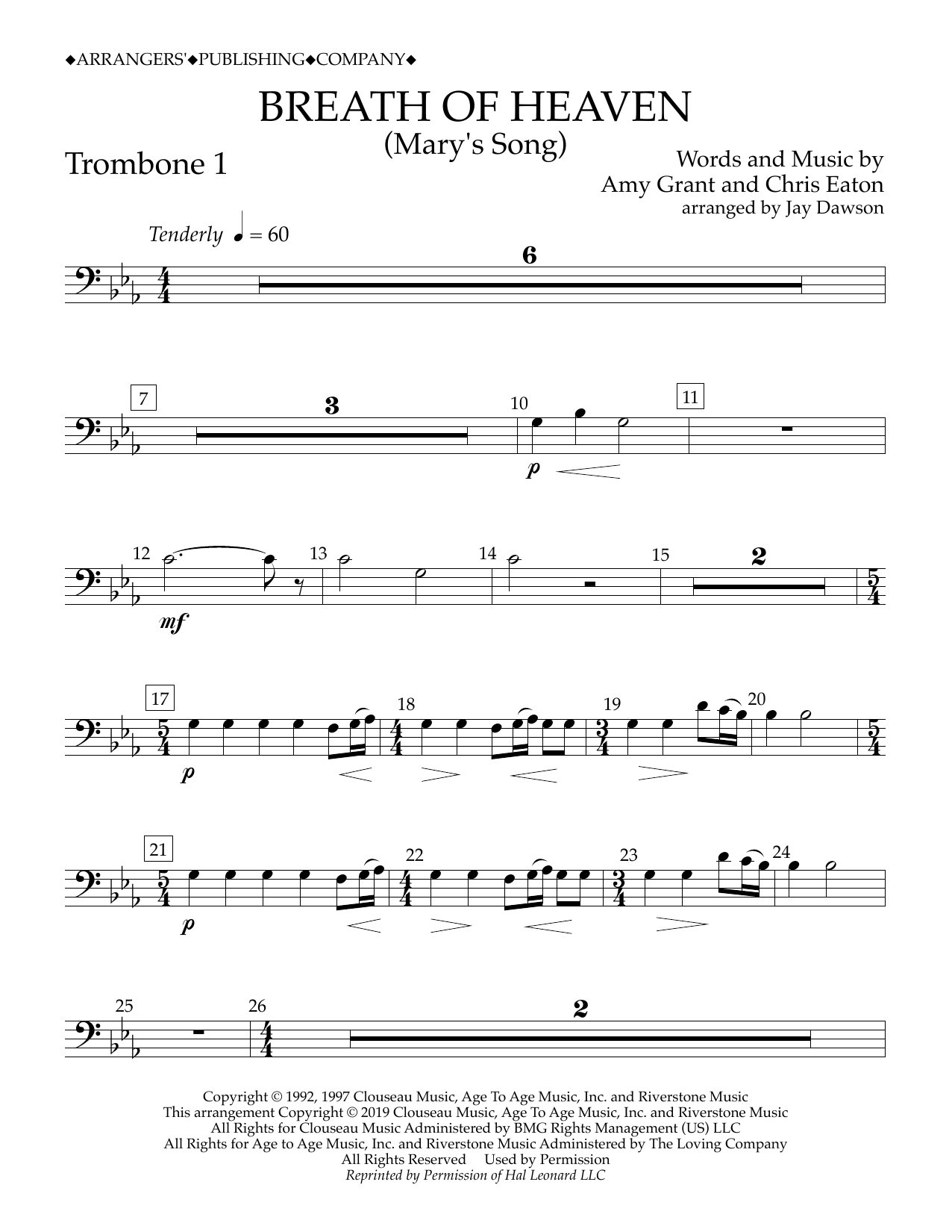 Product gallery: Page 1 of 1 Breath of Heaven (Mary's Song) (arr. Jay Dawson) - Trombone 1, Amy Grant