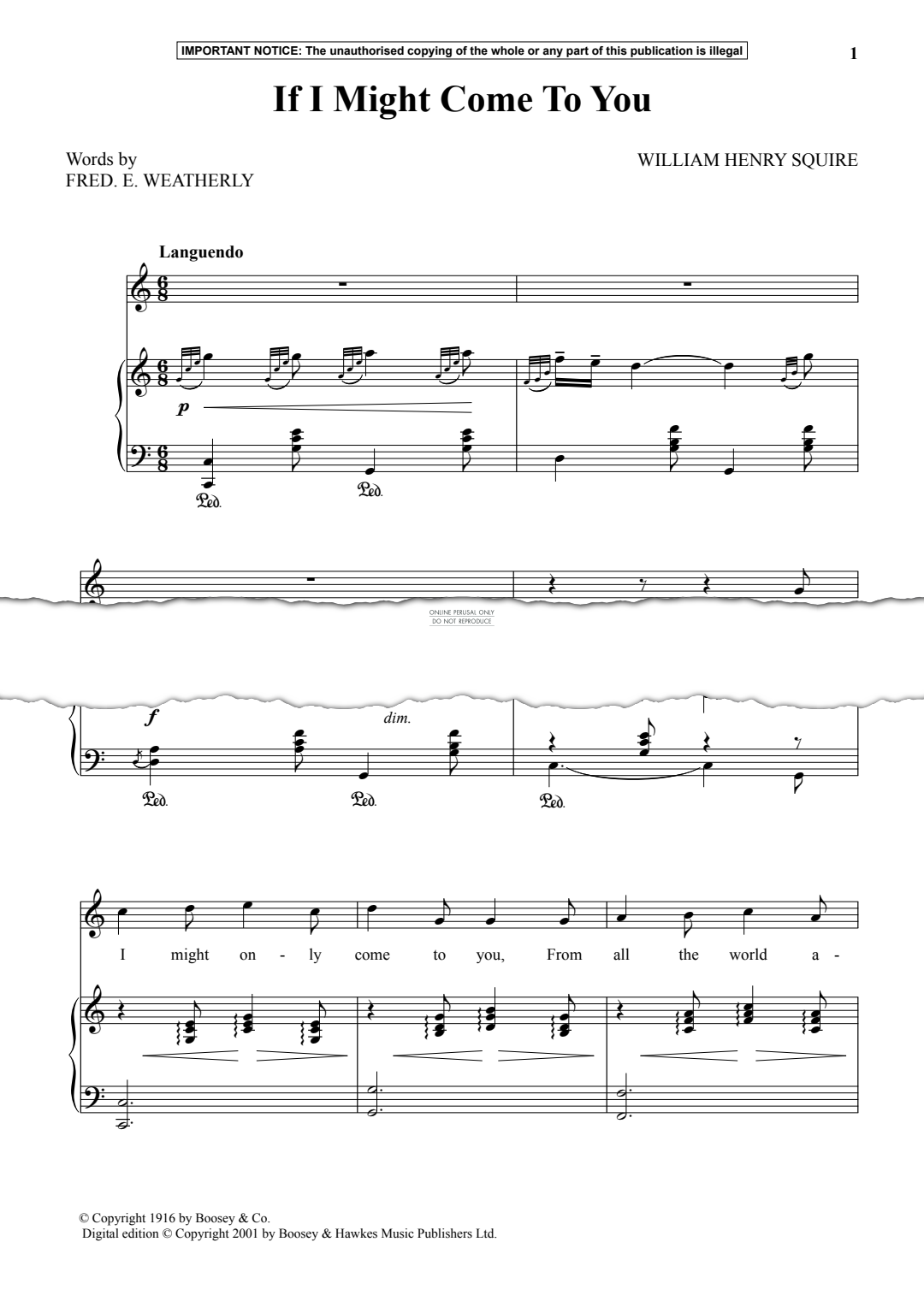 Produktgalerie: Seite 1 von 1 If I Might Come To You, William Henry Squire, Gesang, Klavier