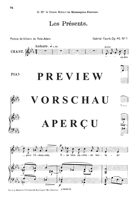 Product gallery: Page 2 of 4 Les présents Op.46 No.1, , Medium Voice and Piano