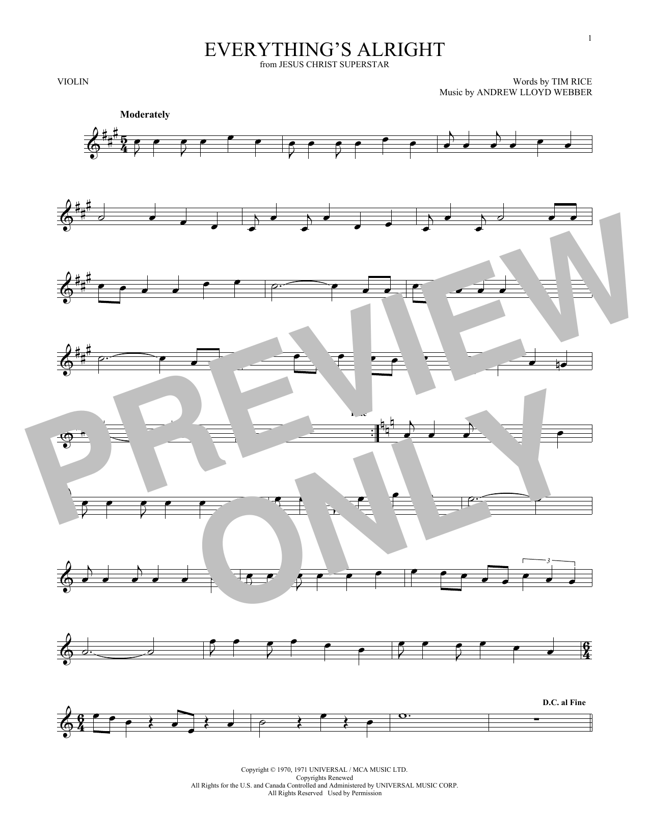 Product gallery: Page 1 of 1 Everything's Alright (from Jesus Christ Superstar), Andrew Lloyd Webber
