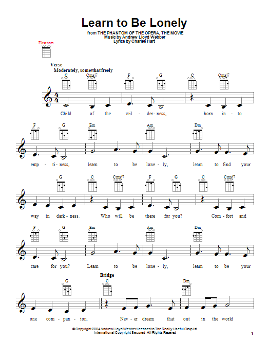 Product gallery: Page 1 of 1 Learn To Be Lonely, Andrew Lloyd Webber
