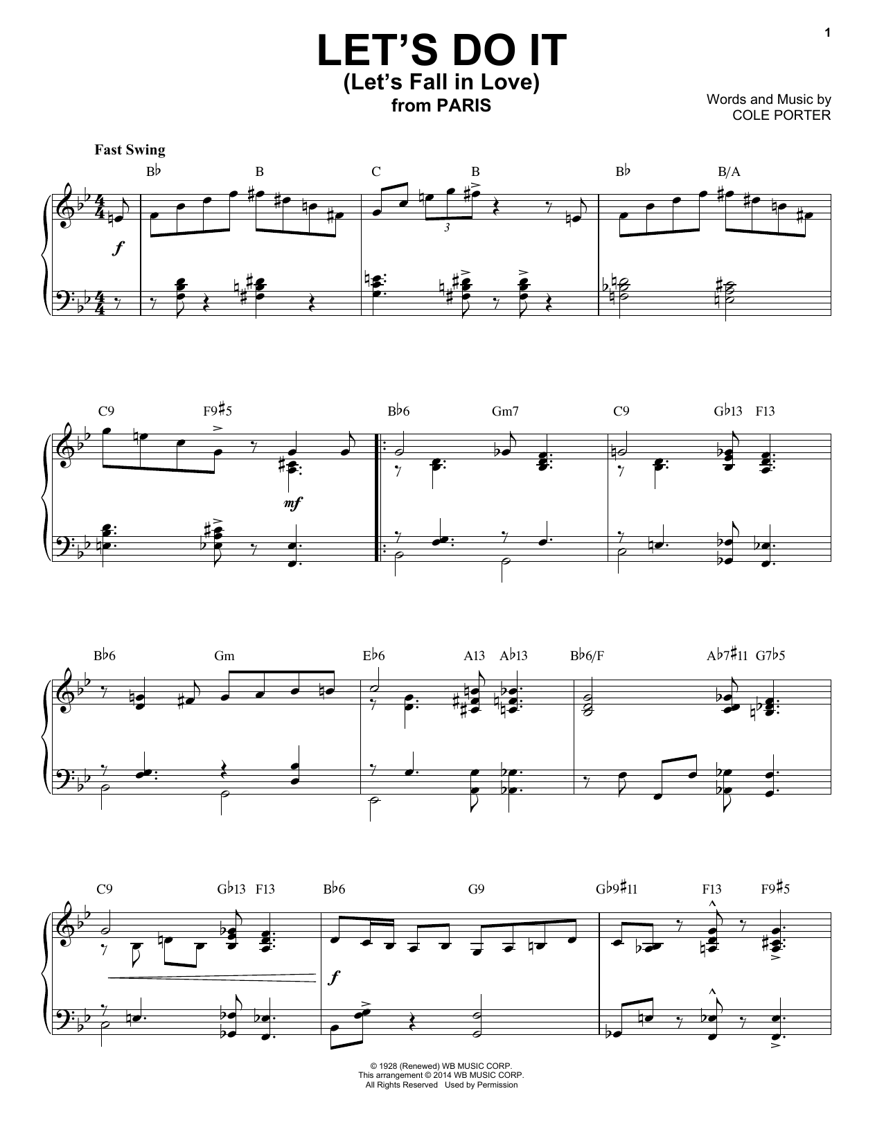 Product picture to: Let's Do It (Let's Fall In Love) [Jazz version] (arr. Brent Edstrom)