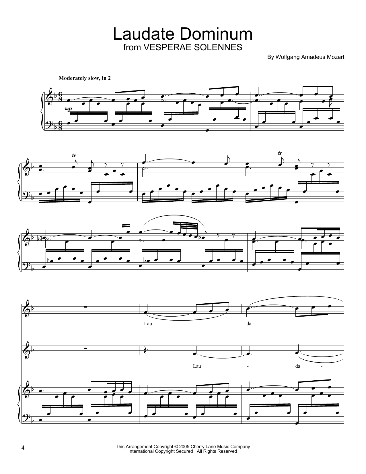 Product gallery: Page 1 of 1 Laudate Dominum, Wolfgang Amadeus Mozart