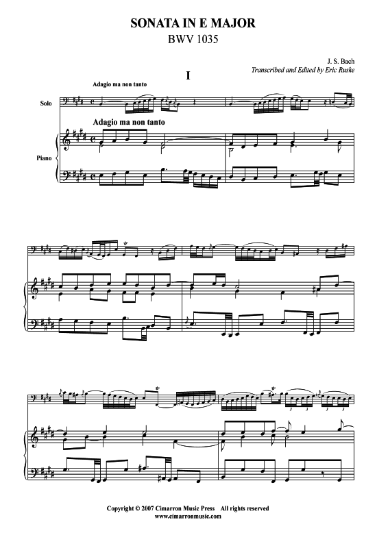 Product picture to: Sonata in E-Dur J. S. Bach