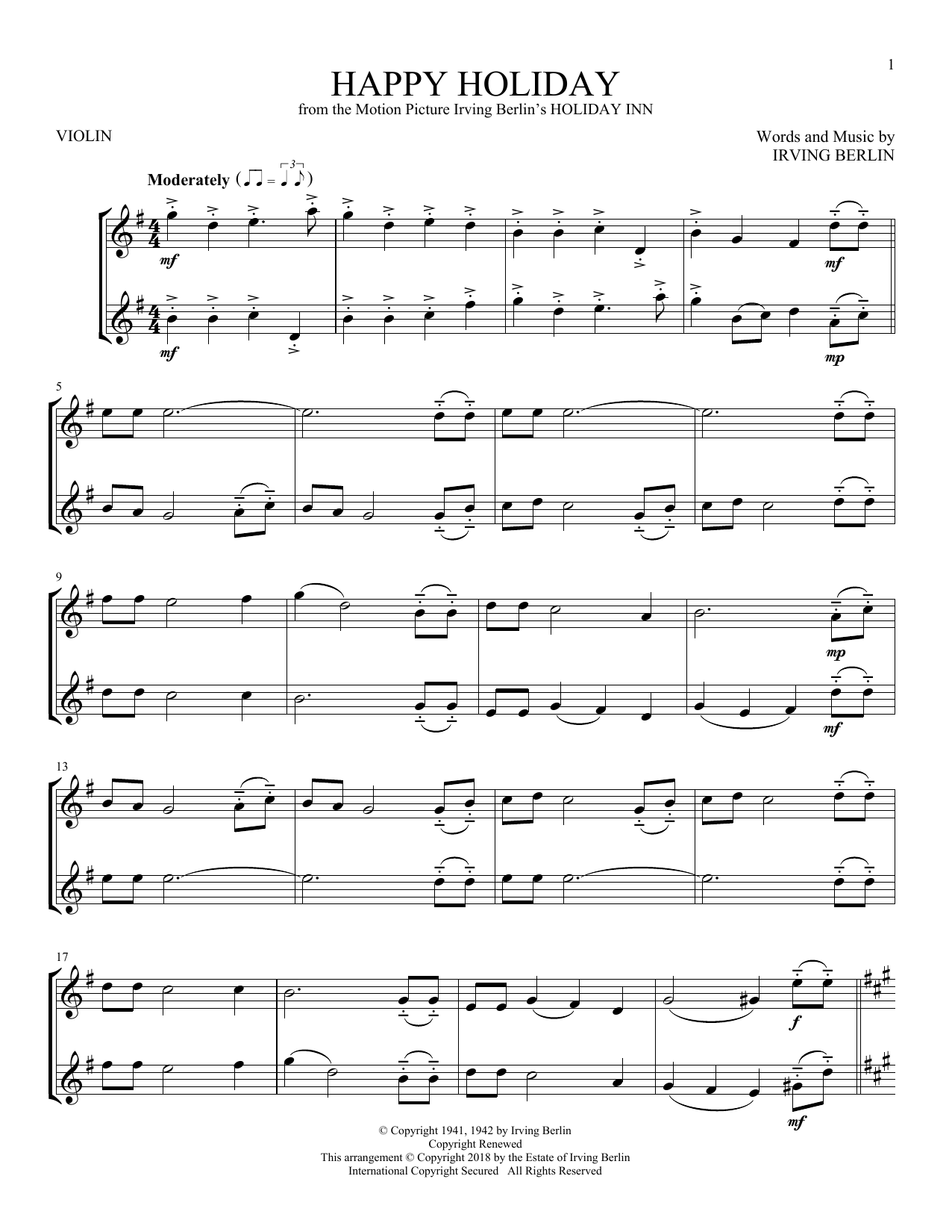 Product gallery: Page 1 of 1 Happy Holiday, Irving Berlin