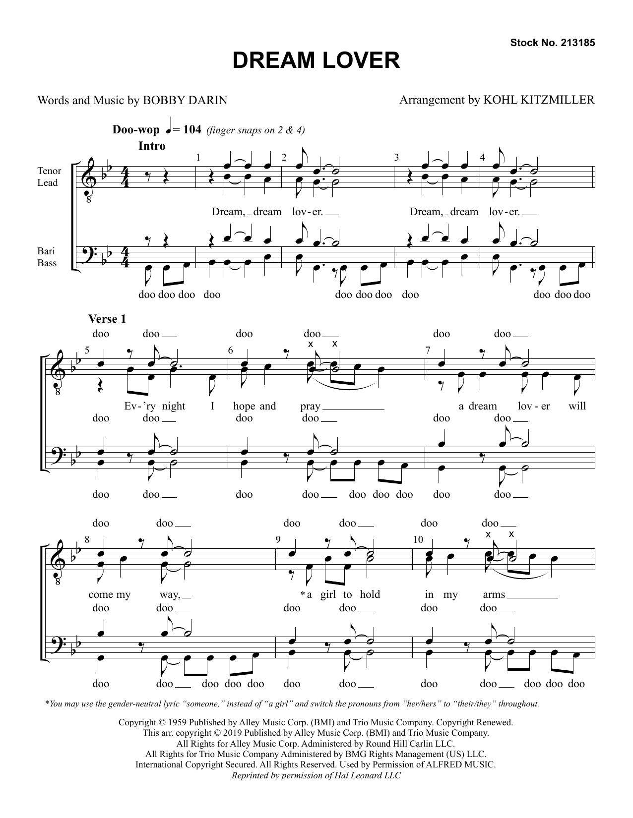 Produktbild zu: Dream Lover (arr. Kohl Kitzmiller)