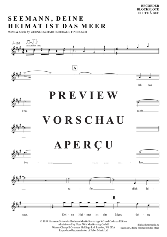 Product gallery: Page 2 of 4 Seemann, Deine Heimat Ist Das Meer , Quinn, Freddy, (recorder)