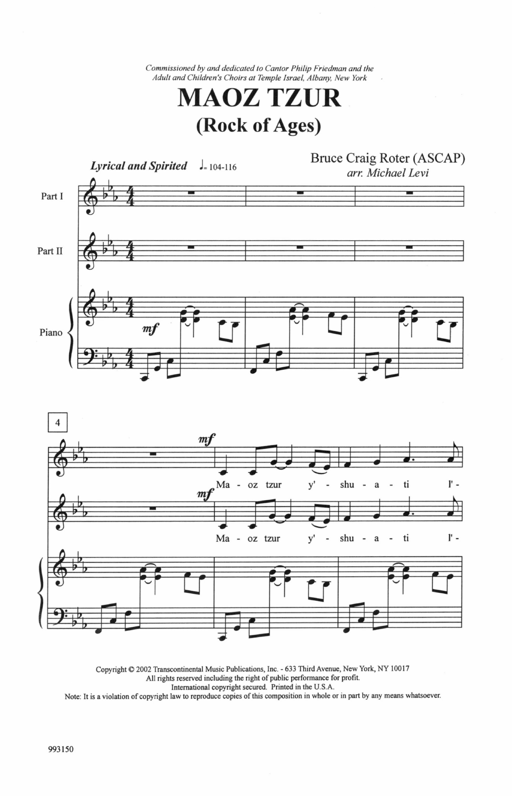 Produktbild zu: Maoz Tsur (Rock of Ages) (arr. Michael Levi)