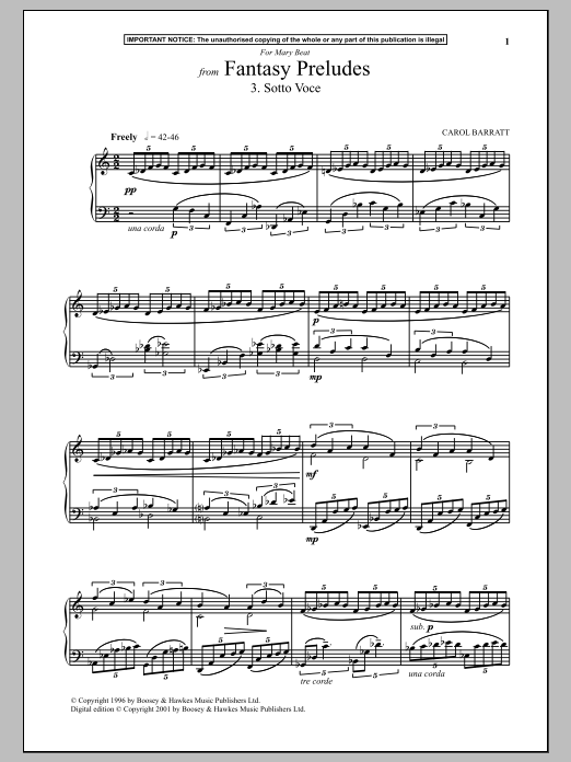 Product gallery: Page 1 of 1 Fantasy Preludes, 3. Sotto Voce, Carol Barratt