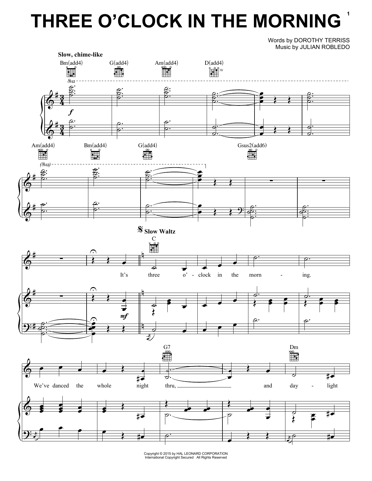 Produktgalerie: Seite 1 von 1 Three O'Clock In The Morning, Julian Robledo, Gesang, Gitarre, Klavier