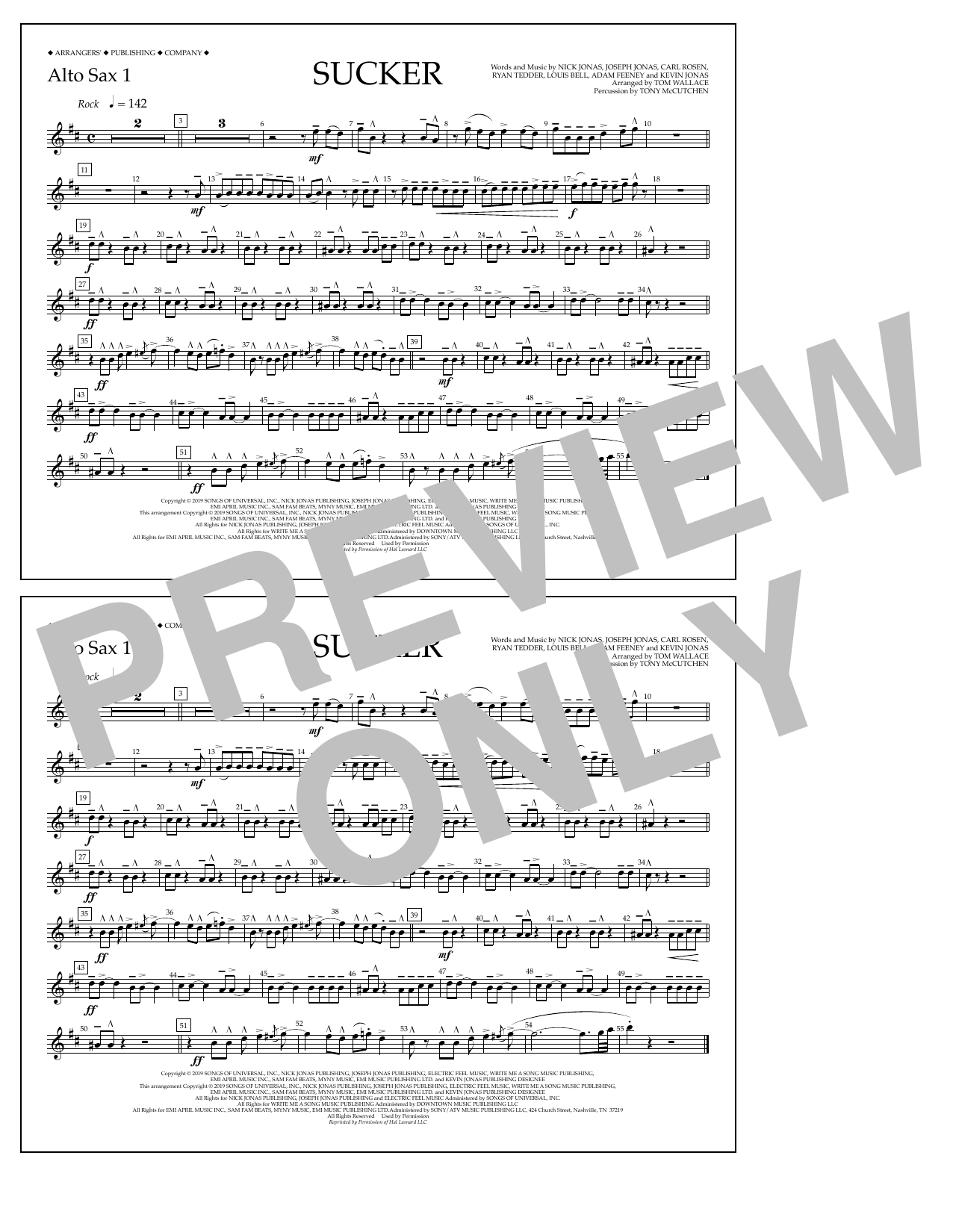 Product picture to: Sucker (arr. Tom Wallace) - Alto Sax 1