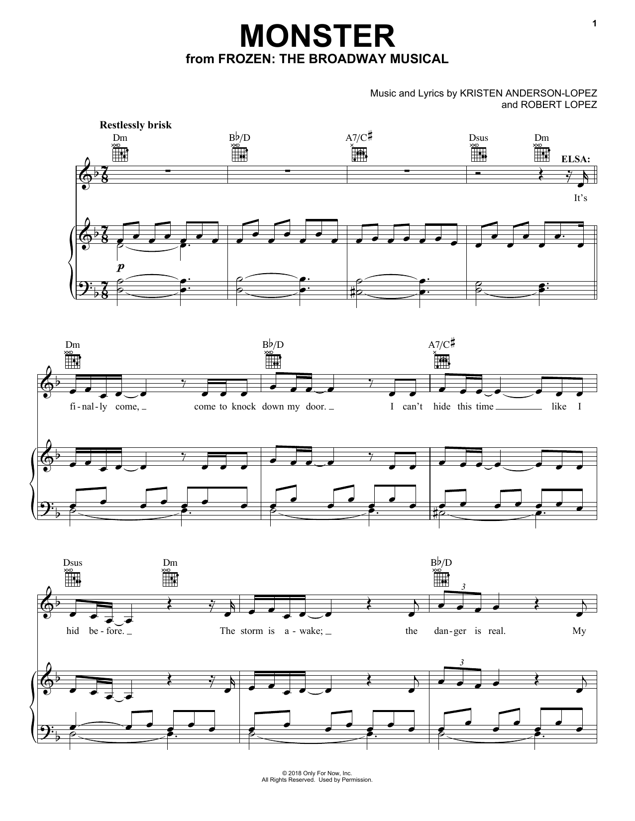 Produktbild zu: Monster (from Frozen: The Broadway Musical)