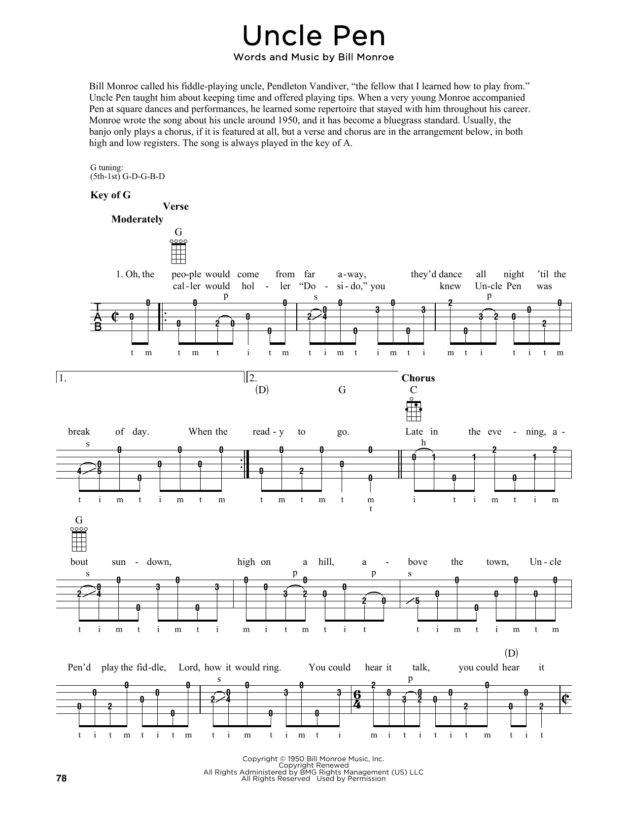 Produktgalerie: Seite 1 von 1 Uncle Pen (arr. Fred Sokolow), Bill Monroe, Banjo