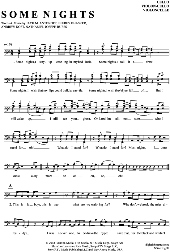 Produktgalerie: Seite 1 von 5 Some nights , Fun, (Violon-Cello)