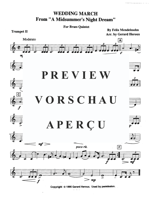 Produktgalerie: Seite 7 von 10 Hochzeitsmarsch, , Blechbläser Quintett