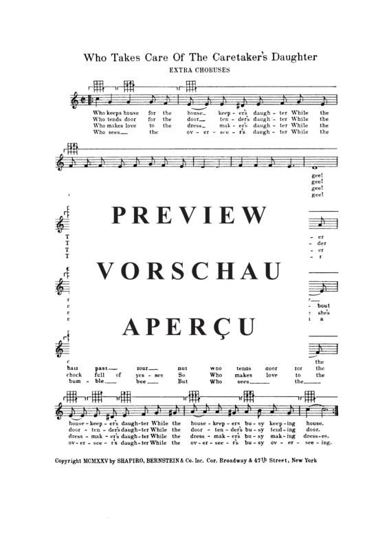 Produktgalerie: Seite 3 von 8 Who Takes Care Of The Caretaker's Daughter (While The Cartaker's Busy Taking Care) , Popular Standard, (Klavier und Gesang)