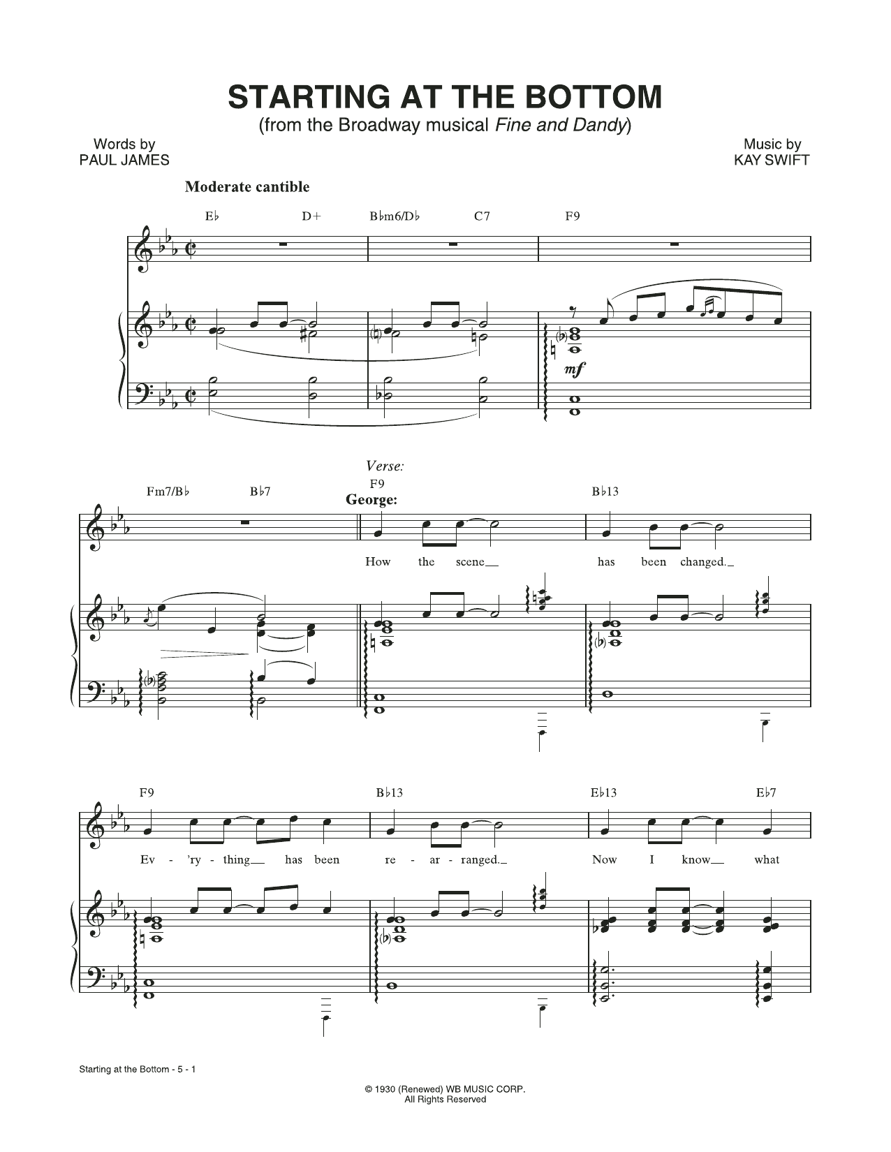 Product picture to: Starting At The Bottom (from the musical Fine and Dandy)