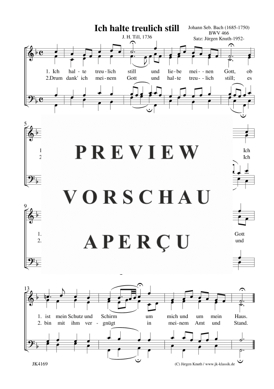 gallery: Ich halte treulich still BWV 466, , Gemischter Chor