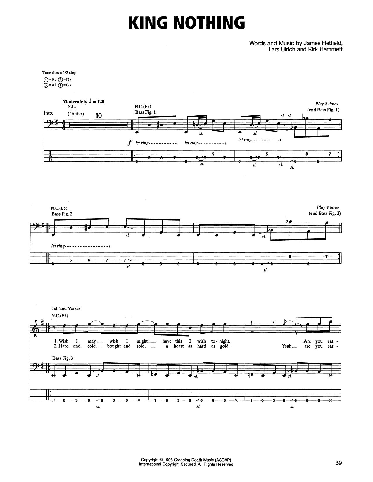 Produktgalerie: Seite 1 von 1 King Nothing, Metallica, E-Bass