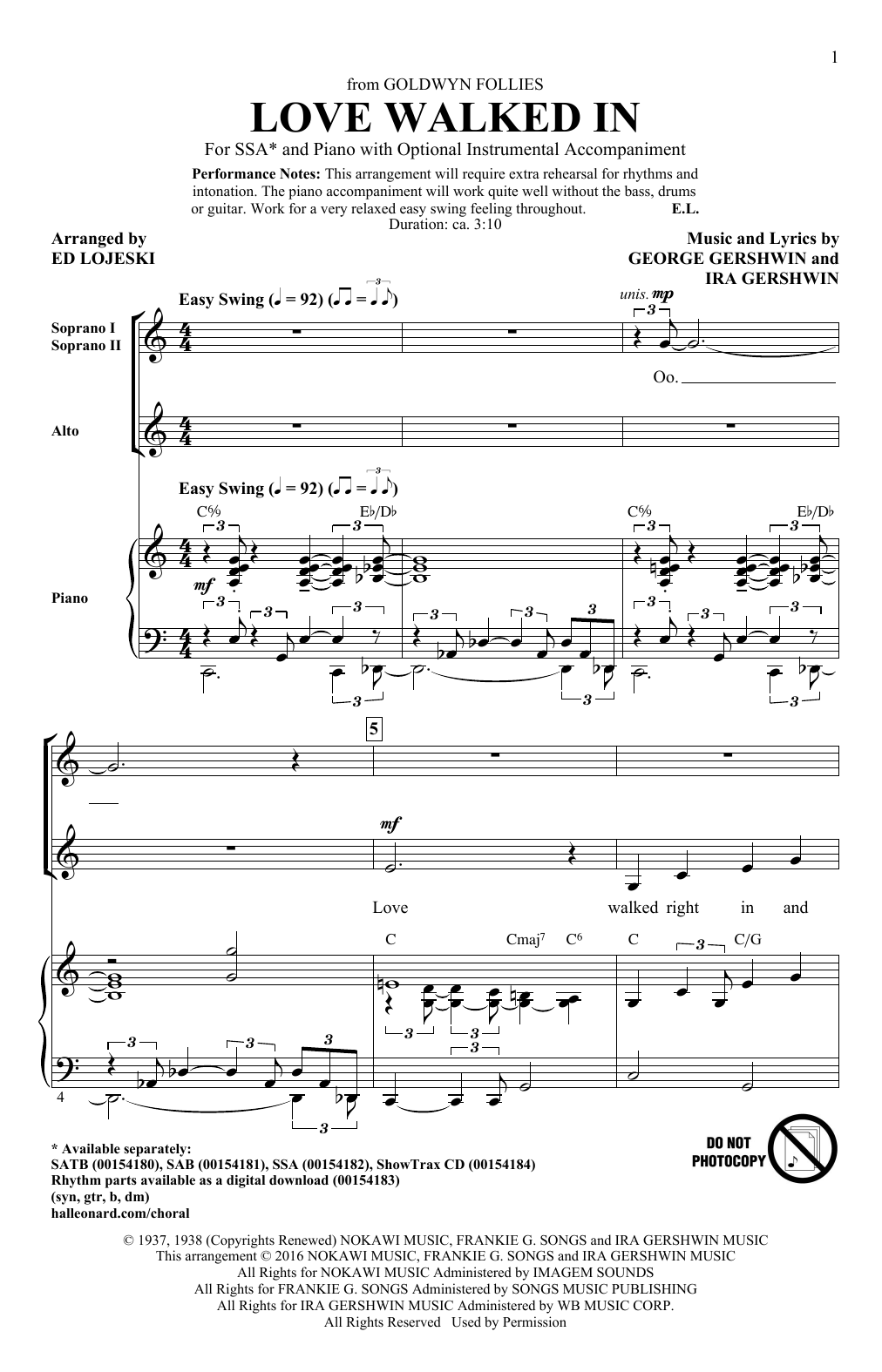 Produktgalerie: Seite 1 von 1 Love Walked In, Ed Lojeski, Chor