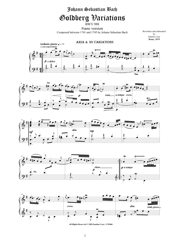 Produktgalerie: Seite 1 von 11 Goldberg Variationen BWV 988, , Klavier Solo