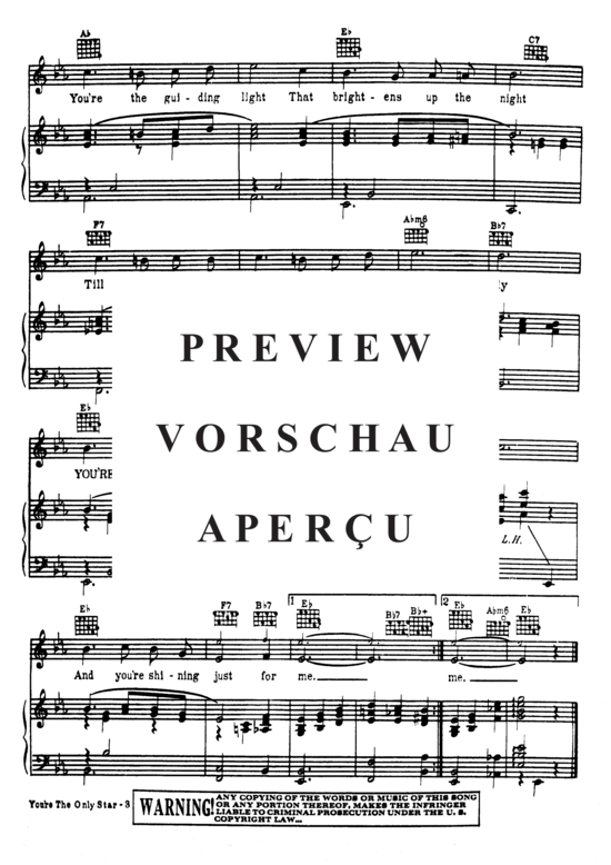 Produktgalerie: Seite 5 von 8 You're The Only Star (In My Blue Heaven) , Popular Standard, (Klavier und Gesang)