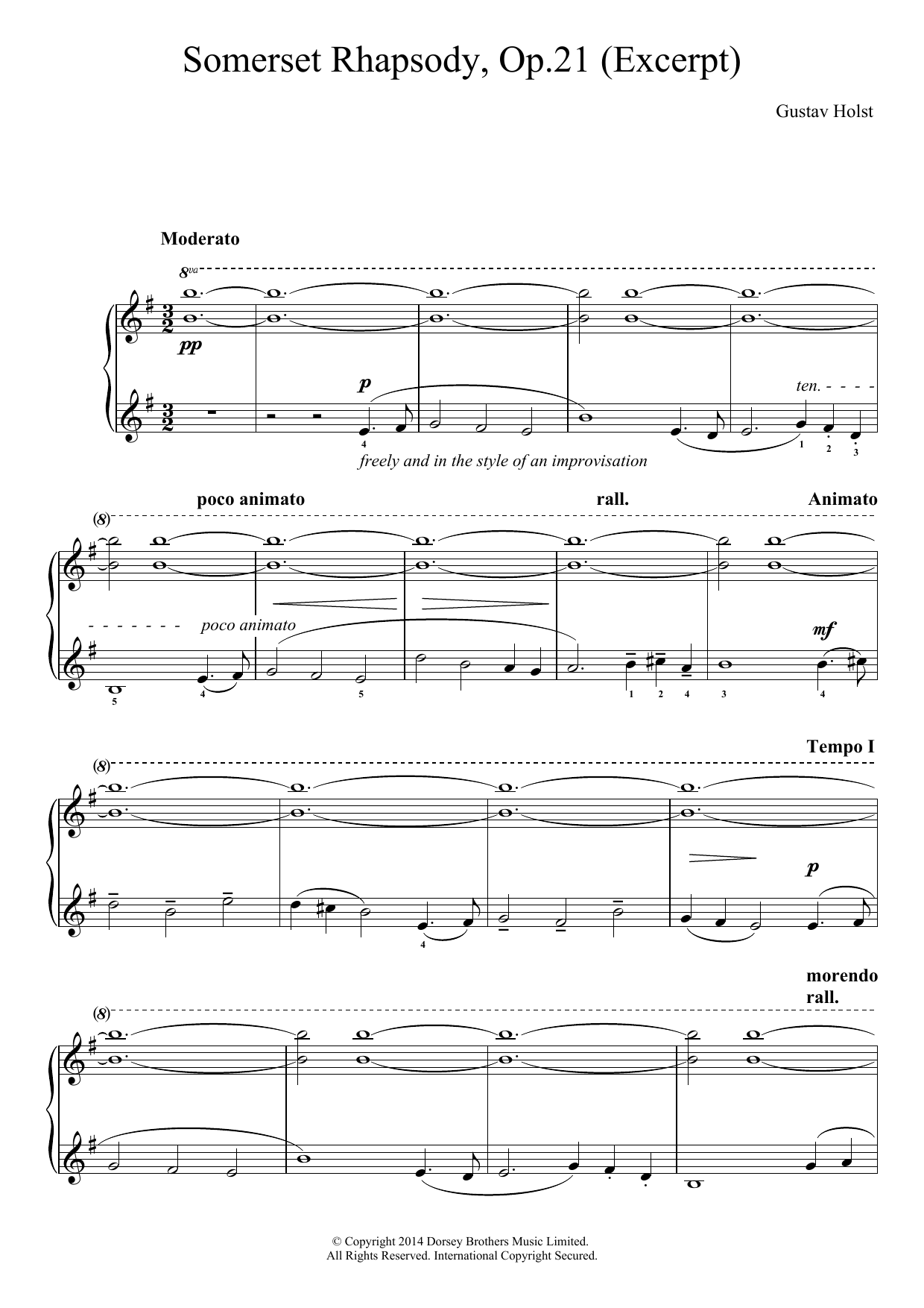 Produktbild zu: A Somerset Rhapsody, Op. 21