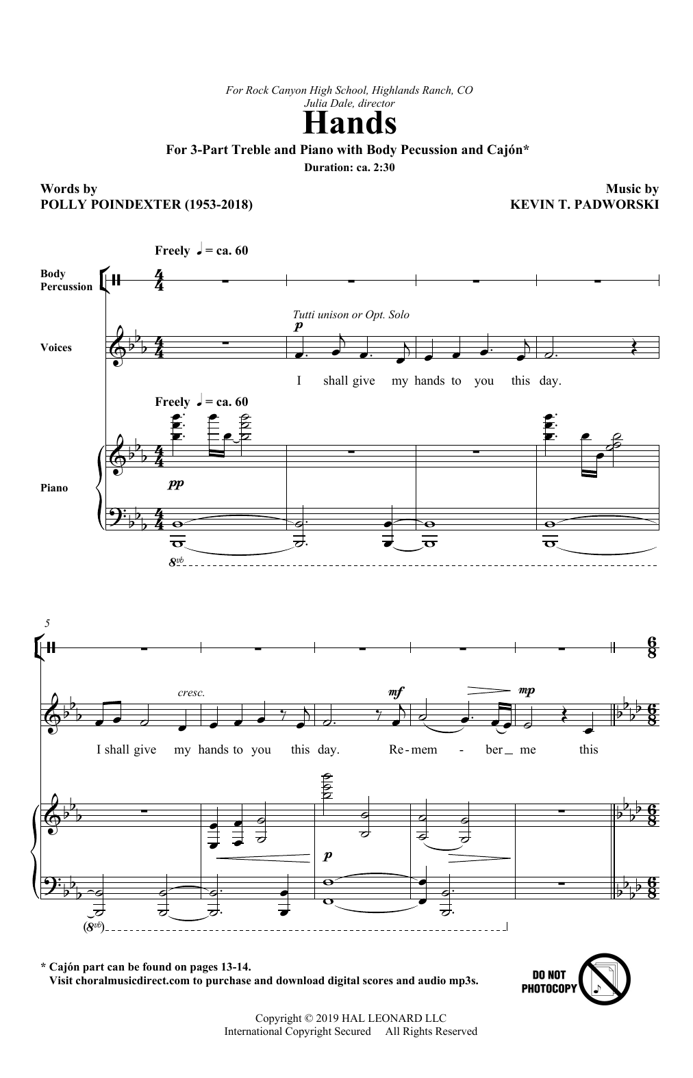 Produktgalerie: Seite 1 von 1 Hands, Polly Poindexter and Kevin T. Padworski, Chor