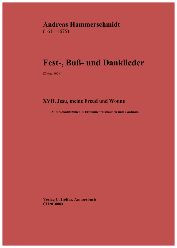 cover: Jesu, meine Freud und Wonne (aus: Fest-, Buß- und Danklieder), , (5 Vokalstimmen, 5 Instrumentalstimmen und Continuo)