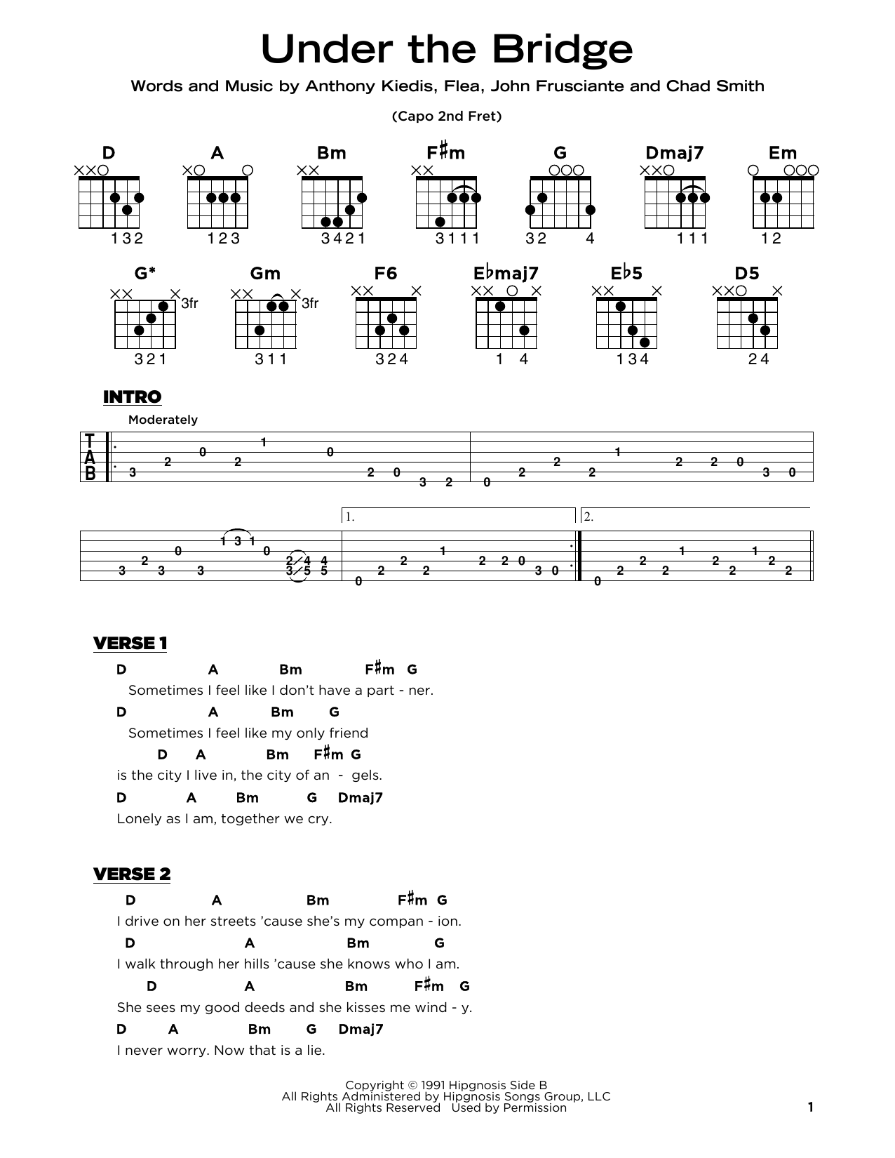 Produktgalerie: Seite 1 von 1 Under The Bridge, Red Hot Chili Peppers, Gitarre