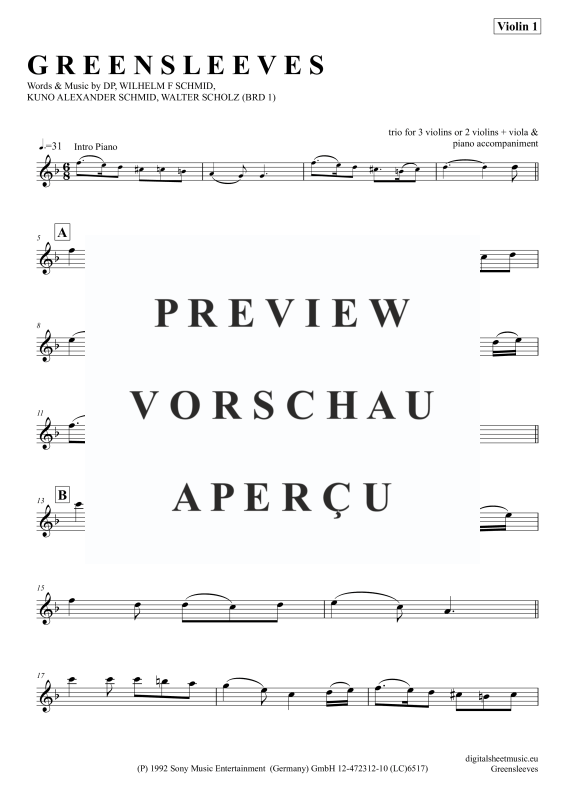 Produktgalerie: Seite 5 von 11 Greensleeves, Simoni, Edward, (Violinen Trio + Klavier)