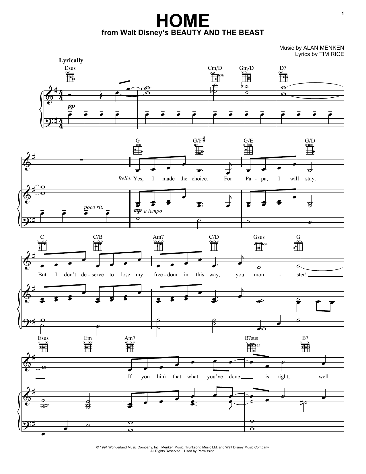 Produktbild zu: Home (from Beauty and the Beast: The Broadway Musical)