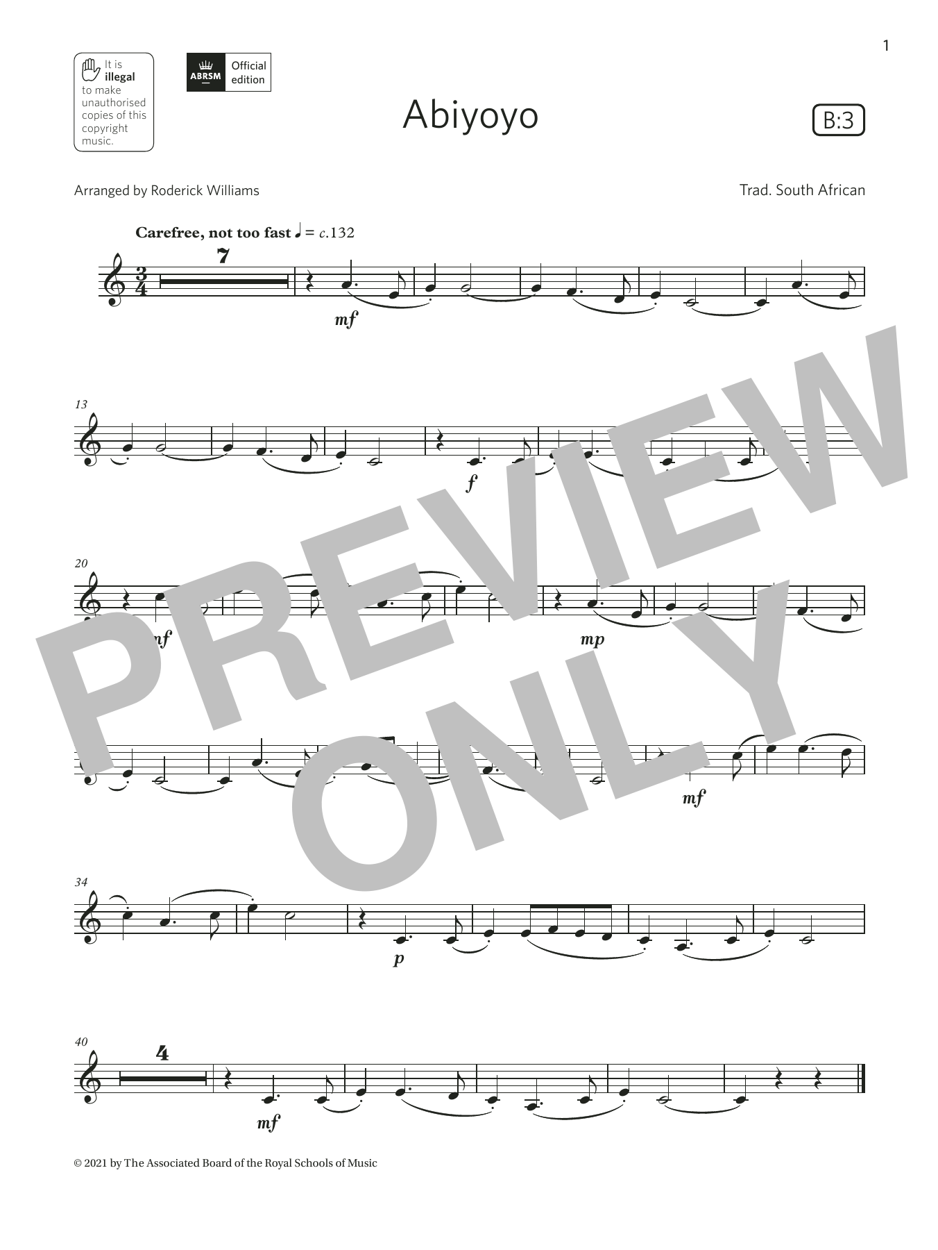 Product gallery: Page 1 of 1 Abiyoyo  (Grade 2 List B3 from the ABRSM Clarinet syllabus from 2022), Trad. South African