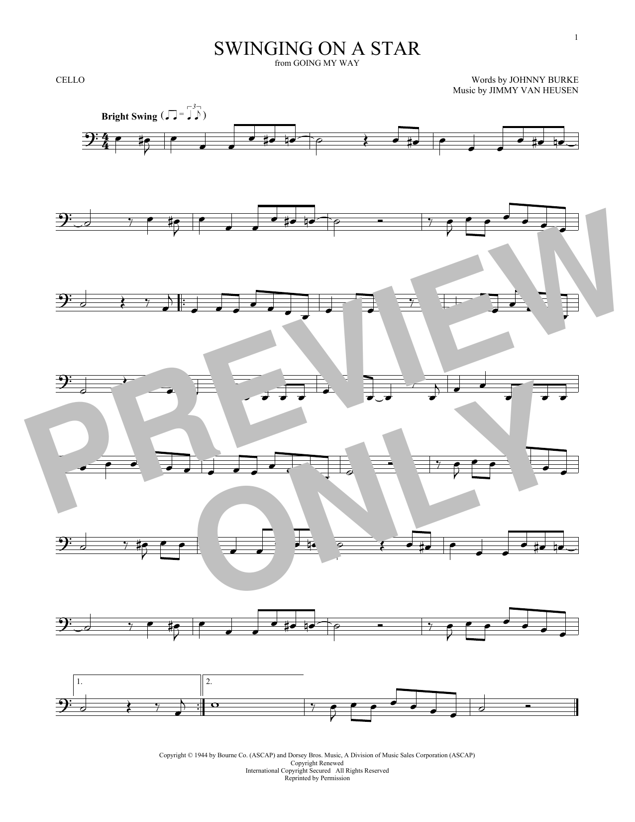 Produktgalerie: Seite 1 von 1 Swinging On A Star, Jimmy Van Heusen, Violoncello