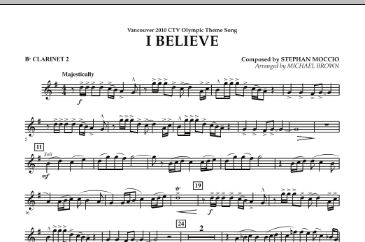 Produktbild zu: I Believe (Vancouver 2010 CTV Olympic Theme Song) - Bb Clarinet 2