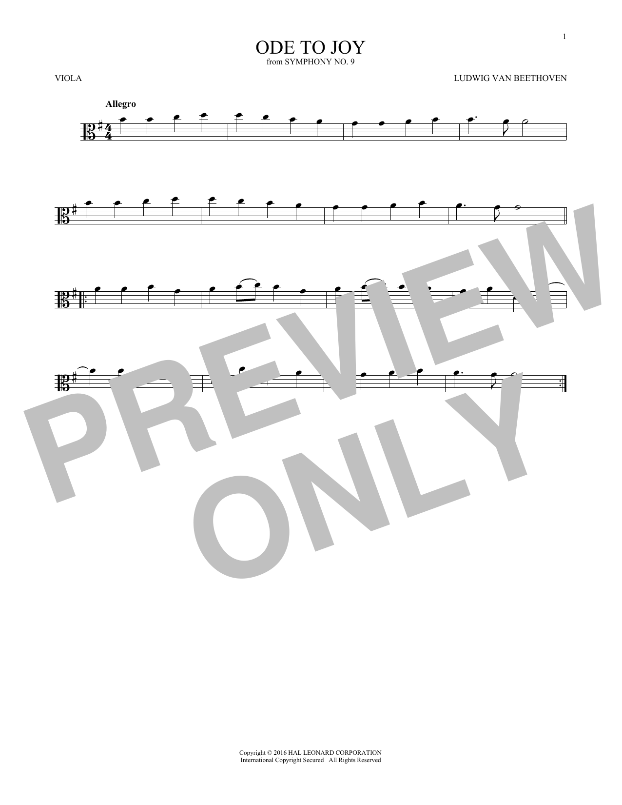 Product gallery: Page 1 of 1 Ode To Joy, Ludwig Van Beethoven