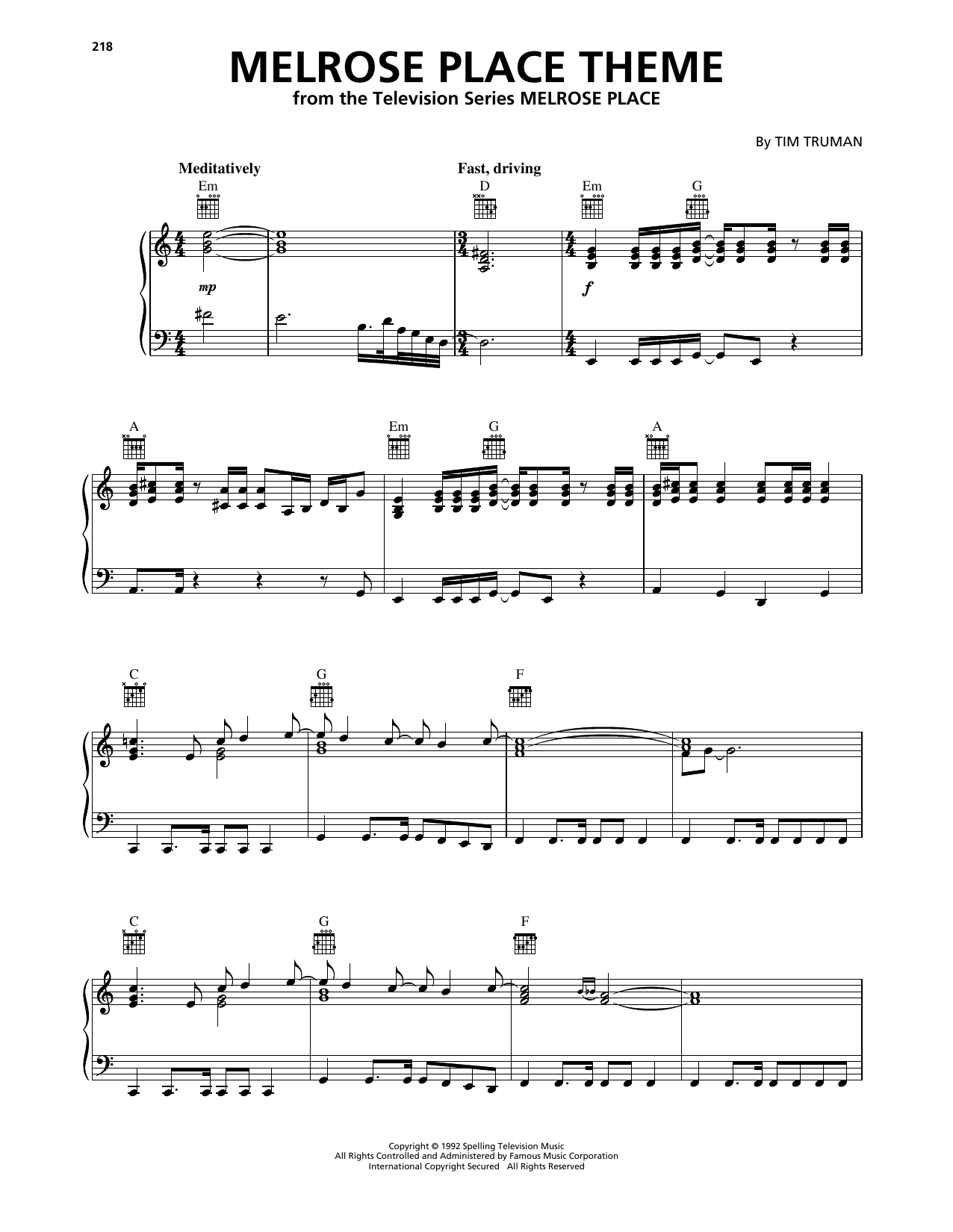 Produktgalerie: Seite 1 von 1 Melrose Place Theme, Tim Truman, Klavier