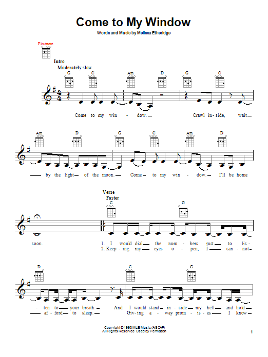 Product gallery: Page 1 of 1 Come To My Window, Melissa Etheridge