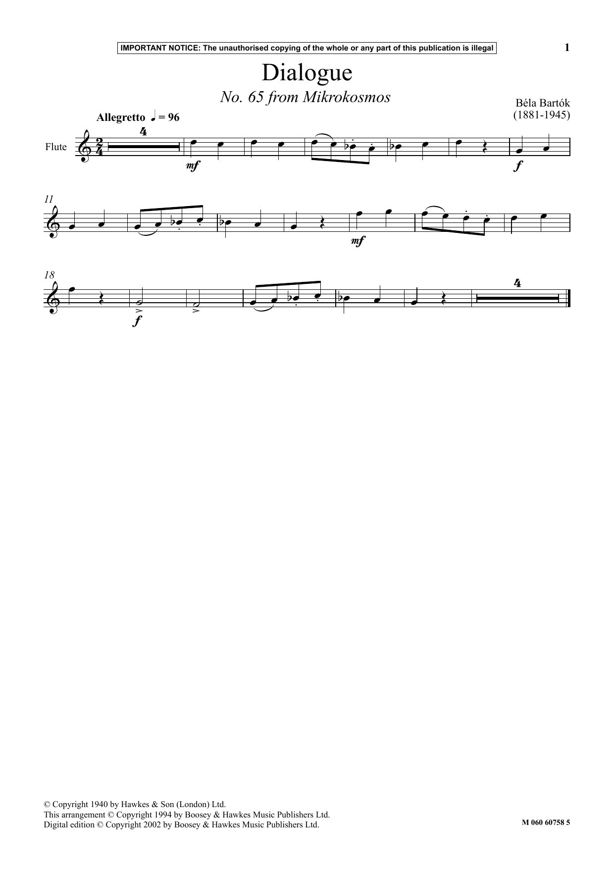 Produktbild zu: Dialogue (No. 65 from Mikrokosmos)