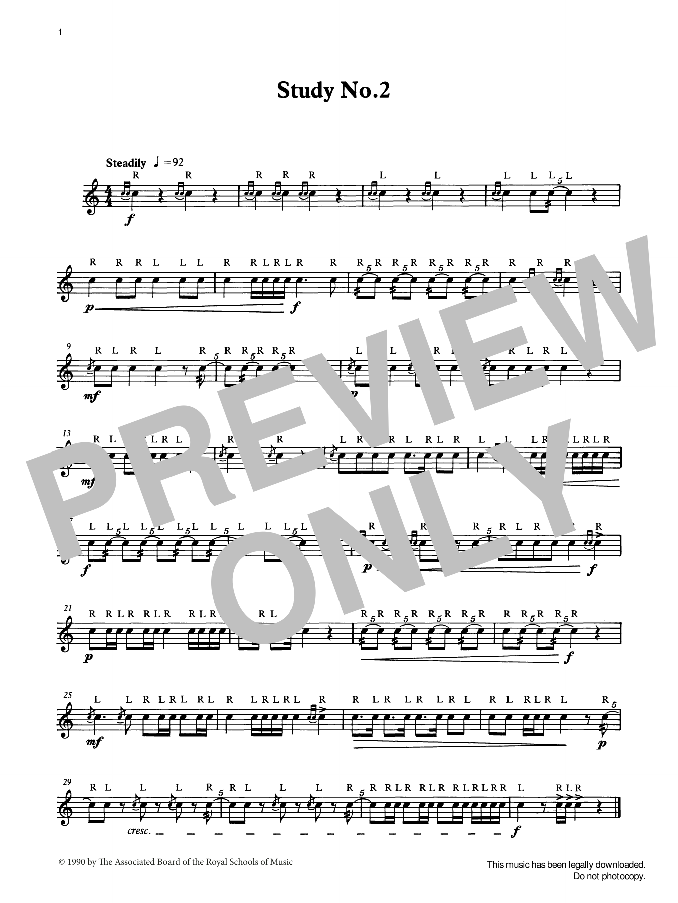 Produktgalerie: Seite 1 von 1 Study No.2  from Graded Music for Snare Drum, Book I, Ian Wright, Alwyn Green and Kevin Hathaway, Percussion