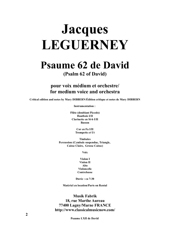 Produktbild zu: Psaume 62Leguerney, Jacques