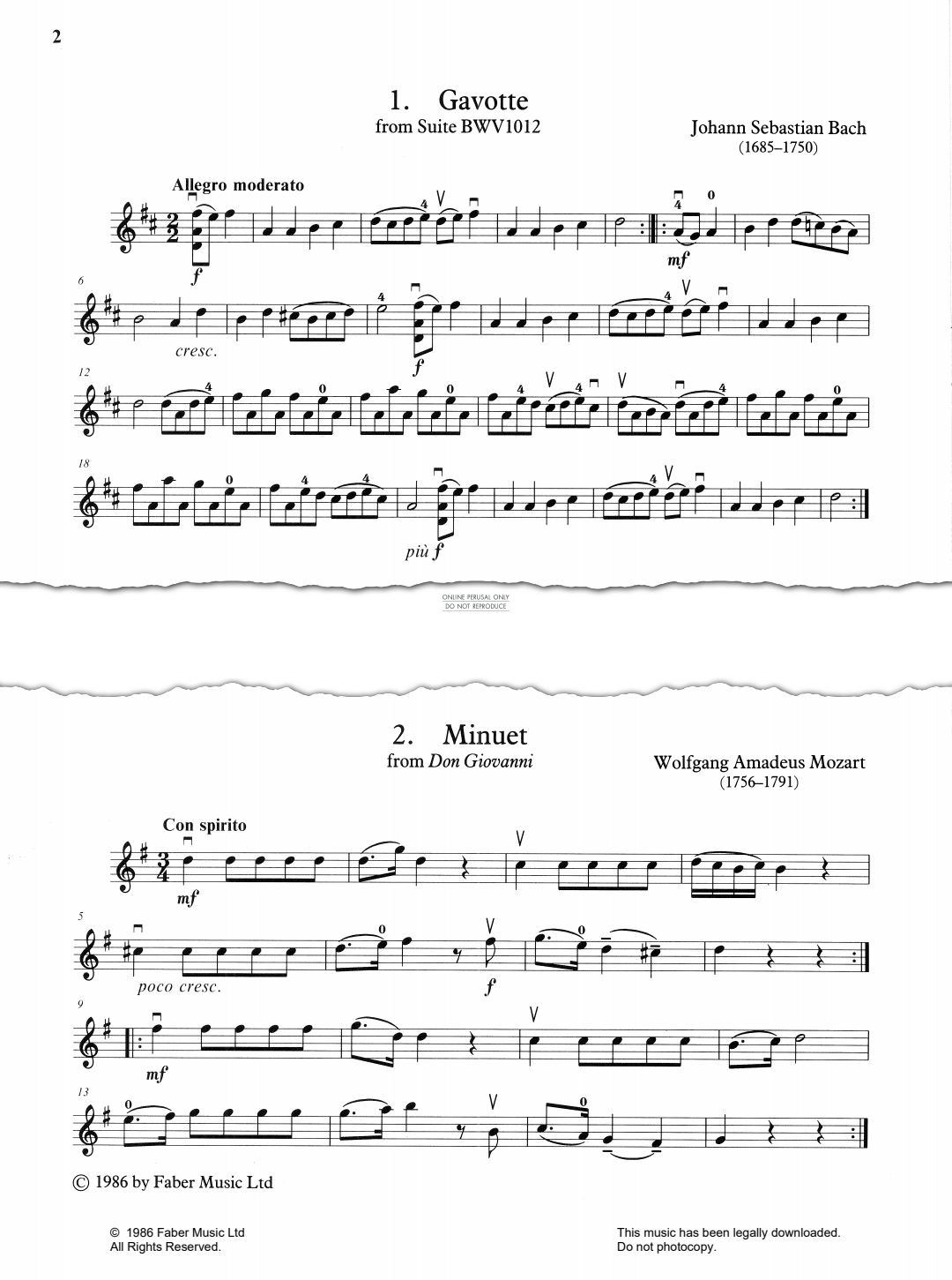 Produktgalerie: Seite 1 von 1 Gavotte (from 'Suite BWV 1012'), Johann Sebastian Bach, Klavier, Violine