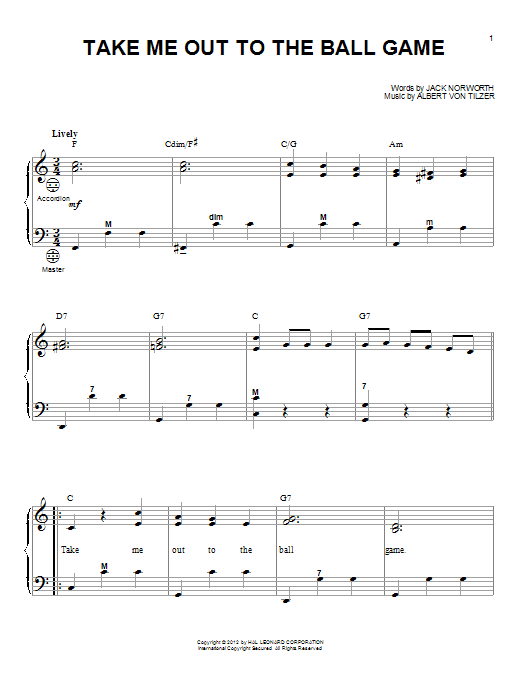 Produktgalerie: Seite 1 von 1 Take Me Out To The Ball Game (arr. Gary Meisner), Albert von Tilzer, Akkordeon