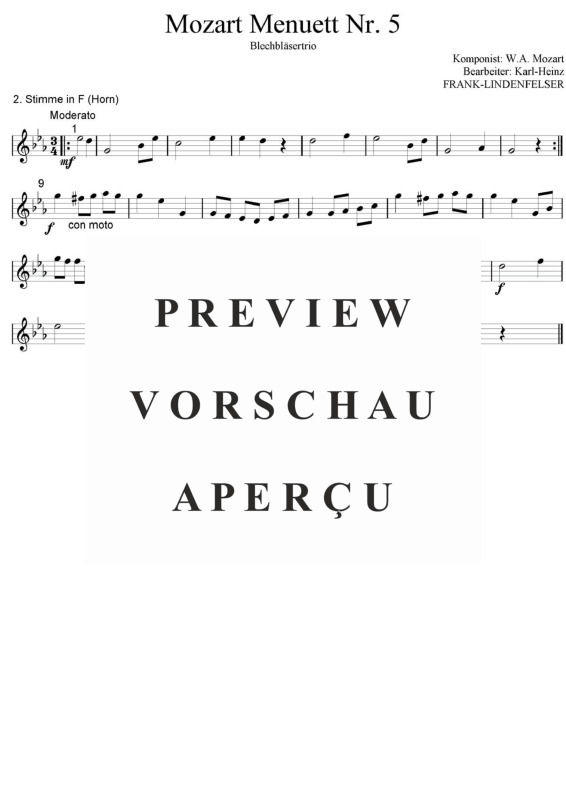 Produktgalerie: Seite 9 von 11 Mozart Menuett Nr. 5, , Blechbläsertrio