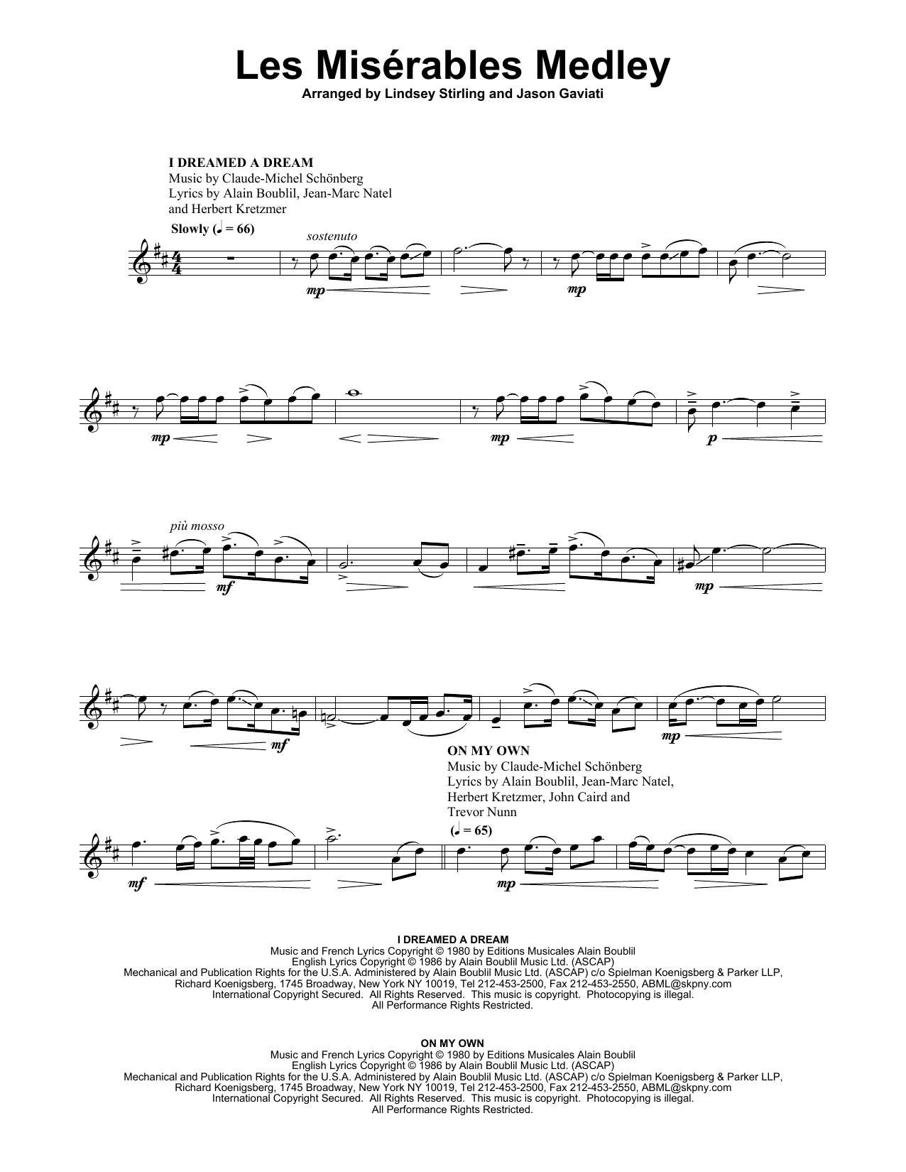 Product gallery: Page 1 of 1 Les Misérables Medley, Lindsey Stirling
